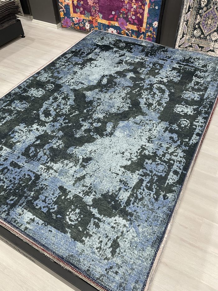 Şönil dokuma halı kilim 4m² - 155x230 Mavi-Siyah 86 - Görsel 1