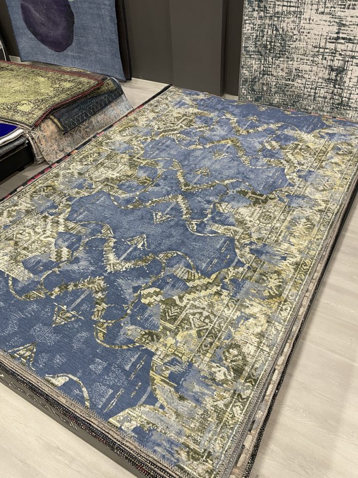 Şönil dokuma halı kilim 4m² - 155x230 Mavi 10-29 - Görsel 1