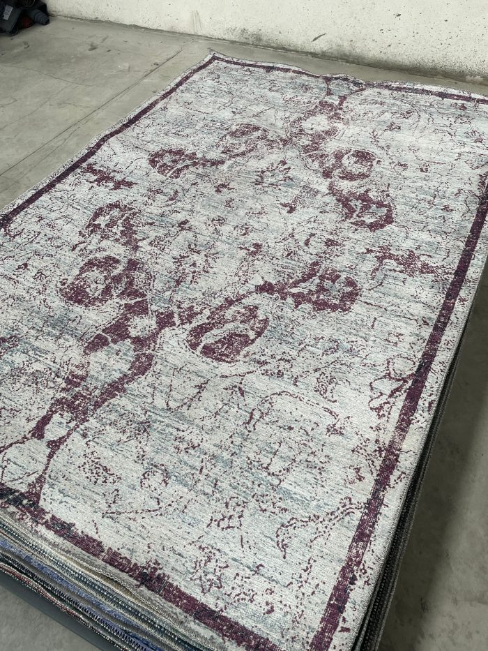 Şönil dokuma halı kilim 4m² - 155x230 eskitme gri-mor 38 - Görsel 1
