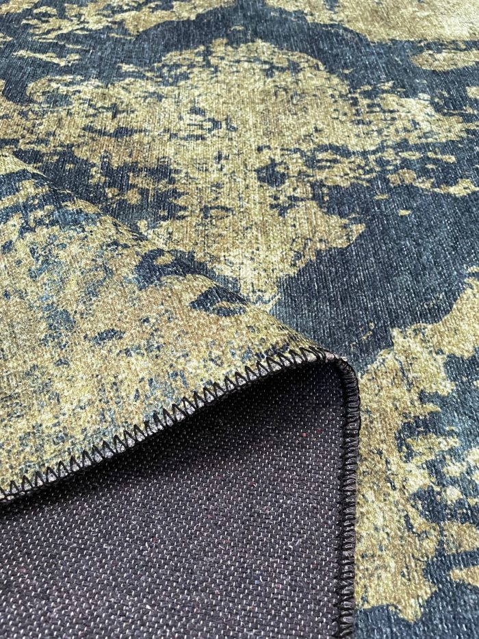 Şönil dokuma halı kilim 4m² - 155x230 Eskitme siyah yeşilimsi sarı 23 - Görsel 2