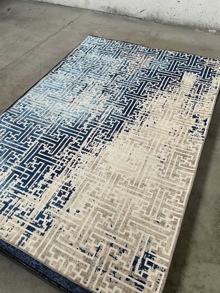 Şönil dokuma halı kilim 4m² - 155x230 mavi bej 18 - Görsel 1