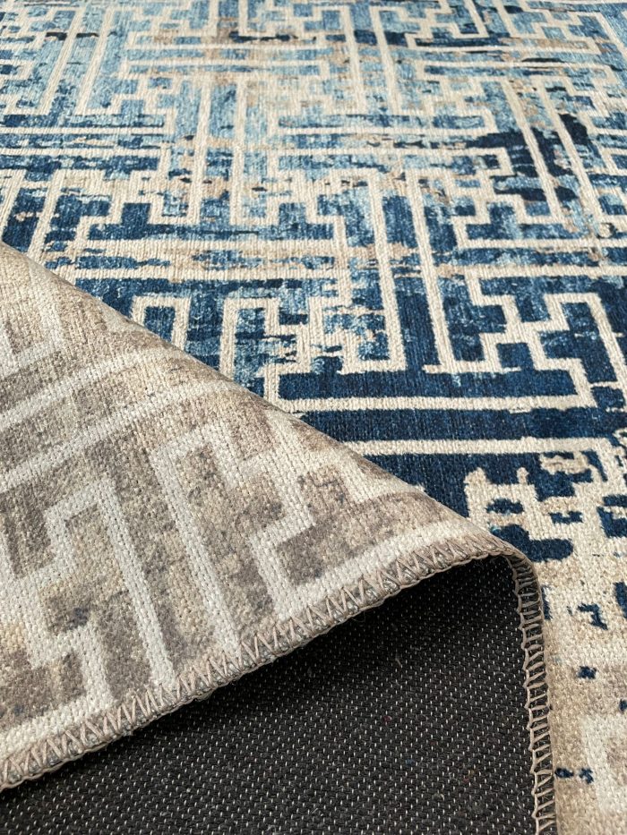 Şönil dokuma halı kilim 4m² - 155x230 mavi bej 18 - Görsel 2