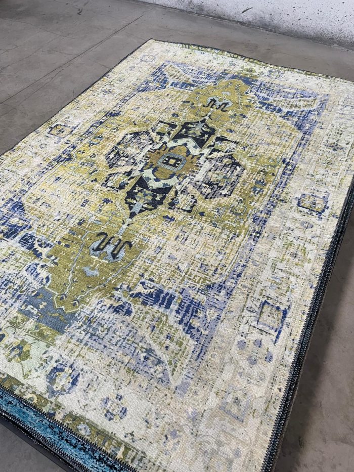 Şönil dokuma halı kilim 4m² - 155x230 eskitme sarı 5 - Görsel 1